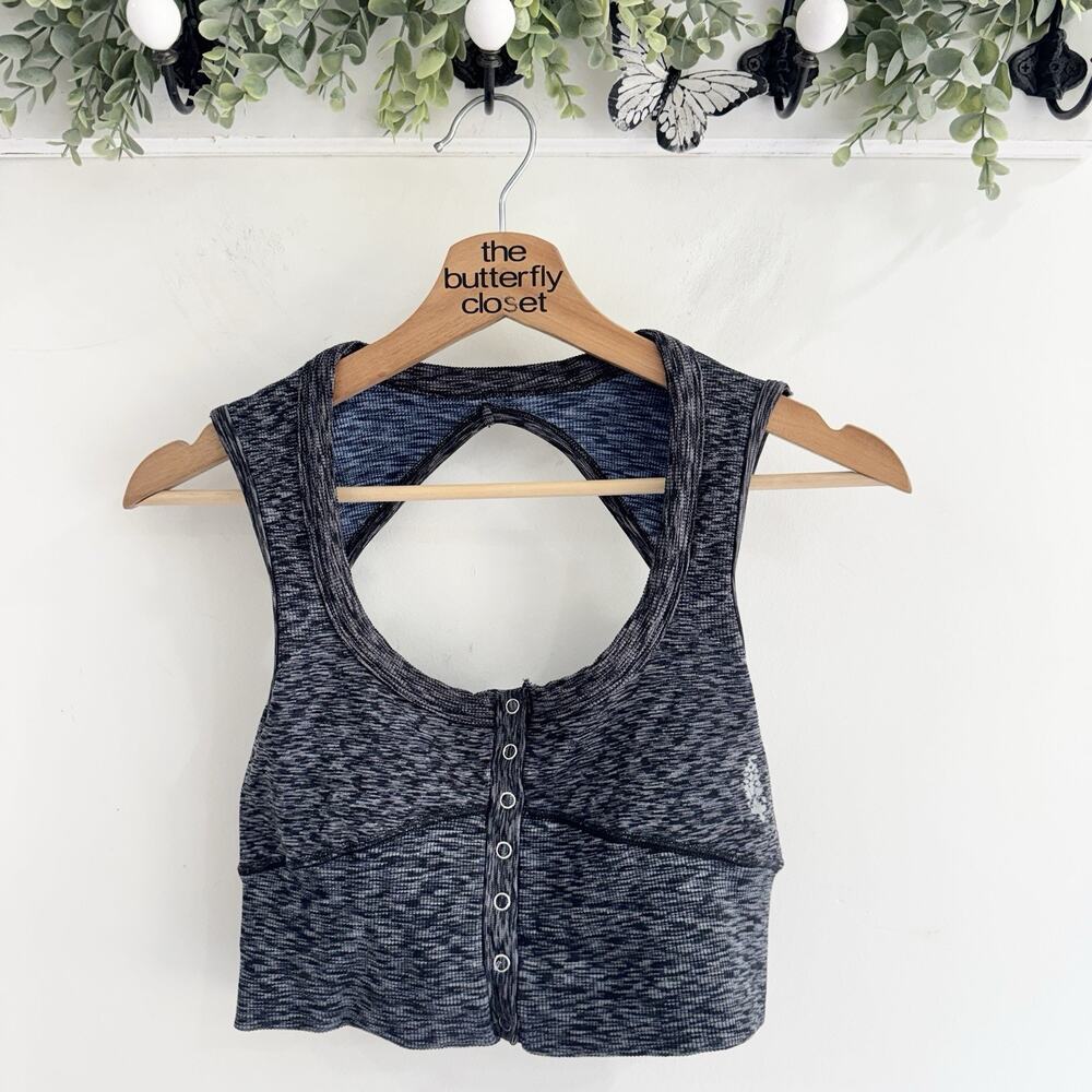 Free People Open Back Snap Down Heathered Tank Small #KW